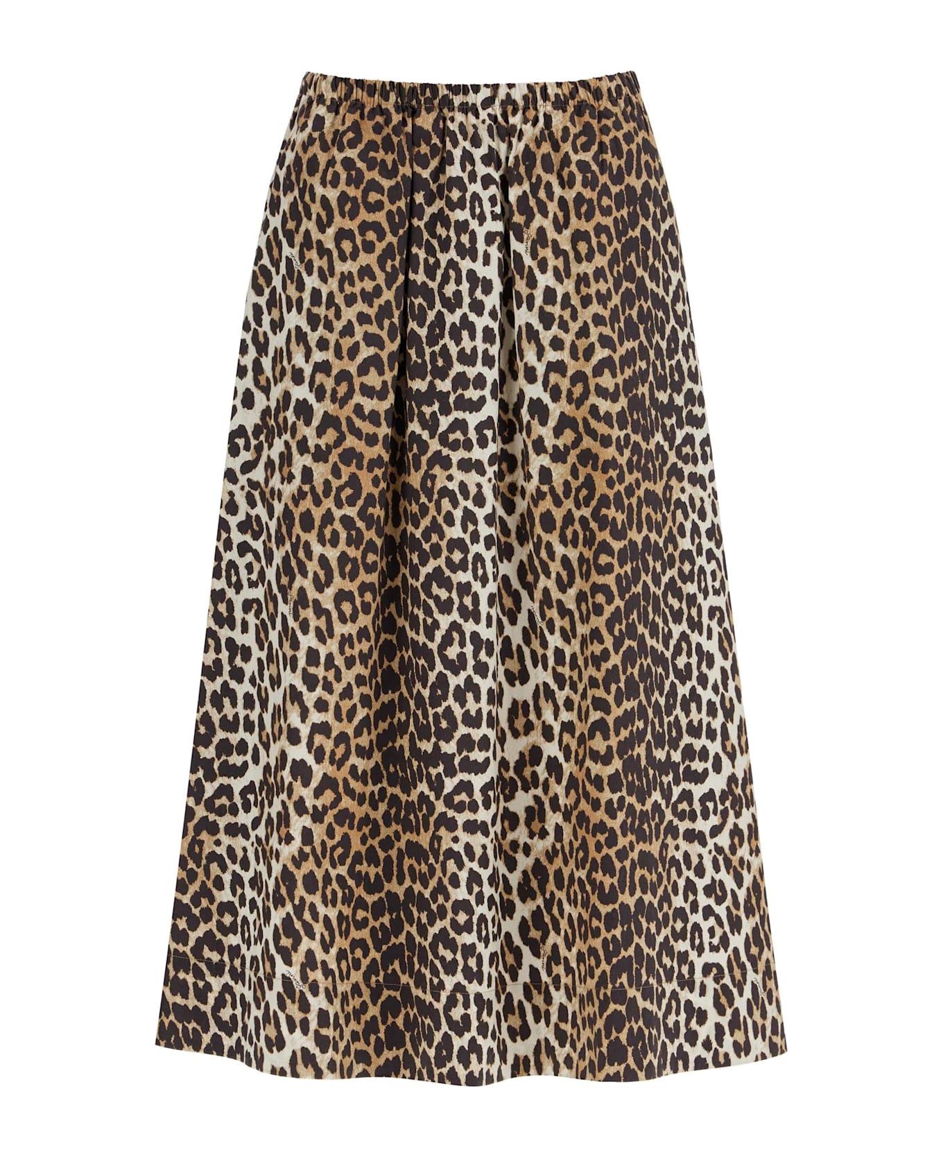 Ganni Long Leopard Print Maxi Skirt - LEOPARD (Brown)