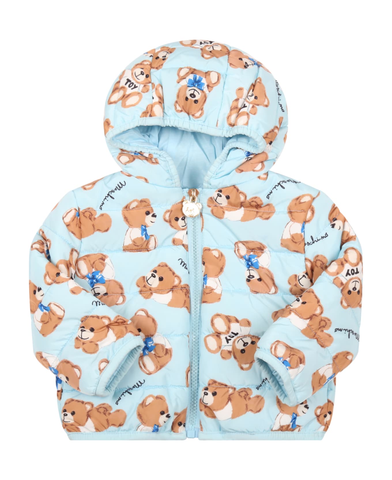 Moschino Light Blue Jacket For Baby Boy With Teddy Bears - Light Blue