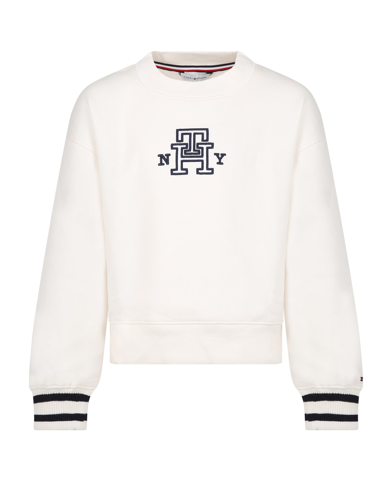 Tommy Hilfiger Ivory Sweatshirt For Girl With Logo - Ivory