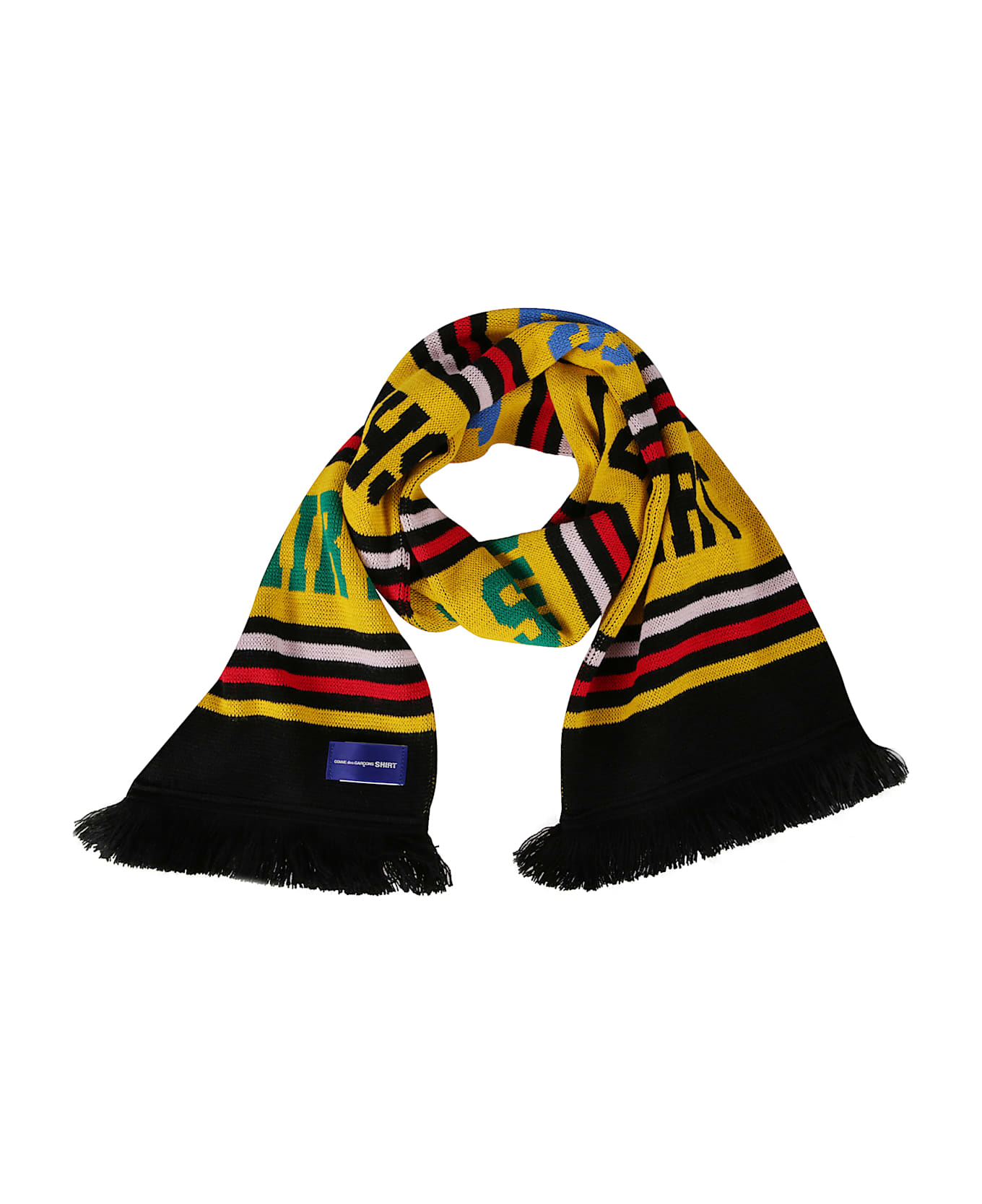 Comme des Garçons Scarf With Logo And Fringes - Yellow