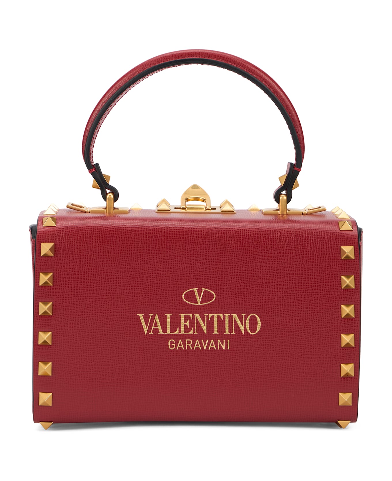 Valentino Garavani Bordeaux Leather Bag With Elegant Studs - Burgundy