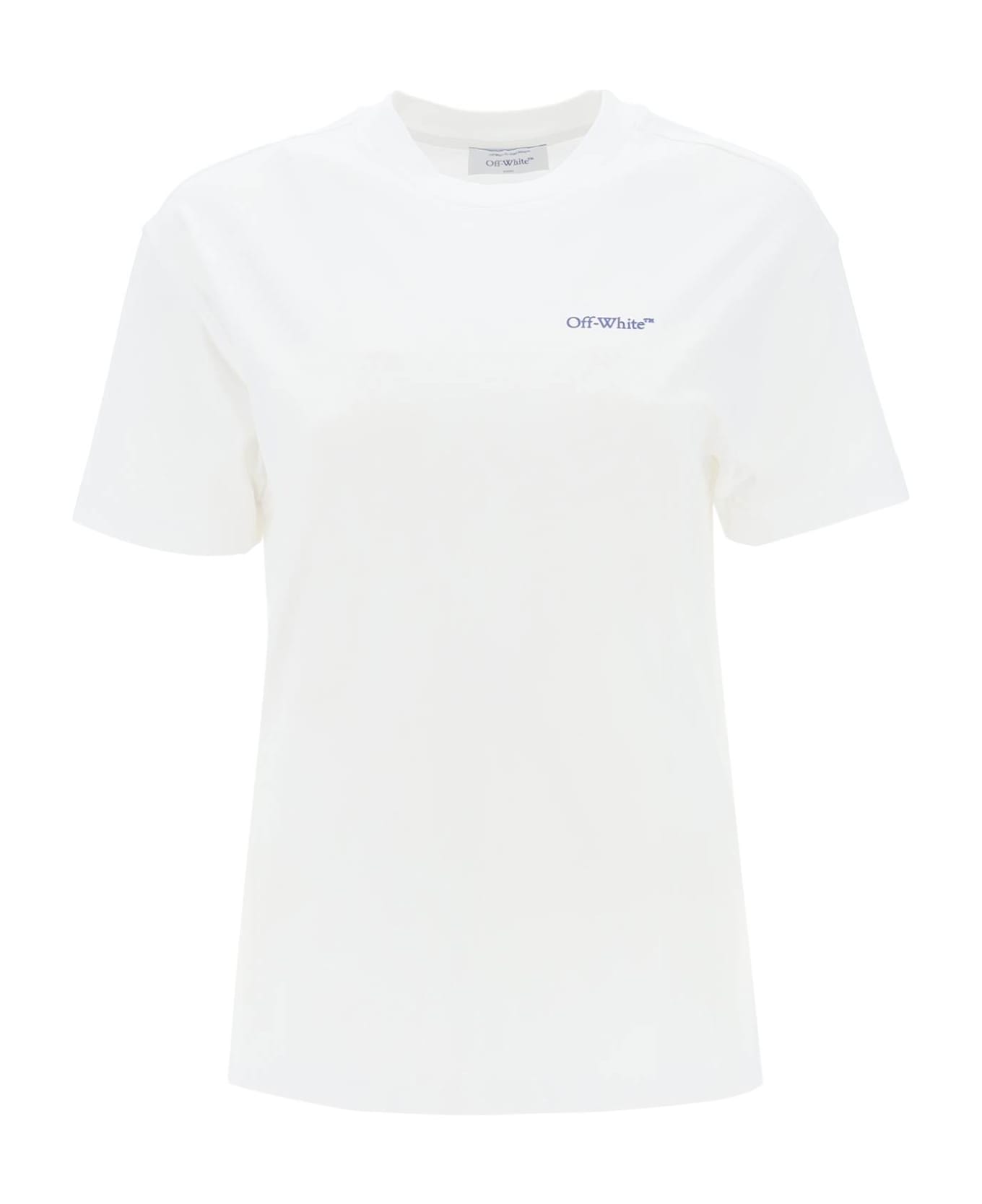 Off-White Embroidered Diagonal Tab Casual T-shirt - White Blue A