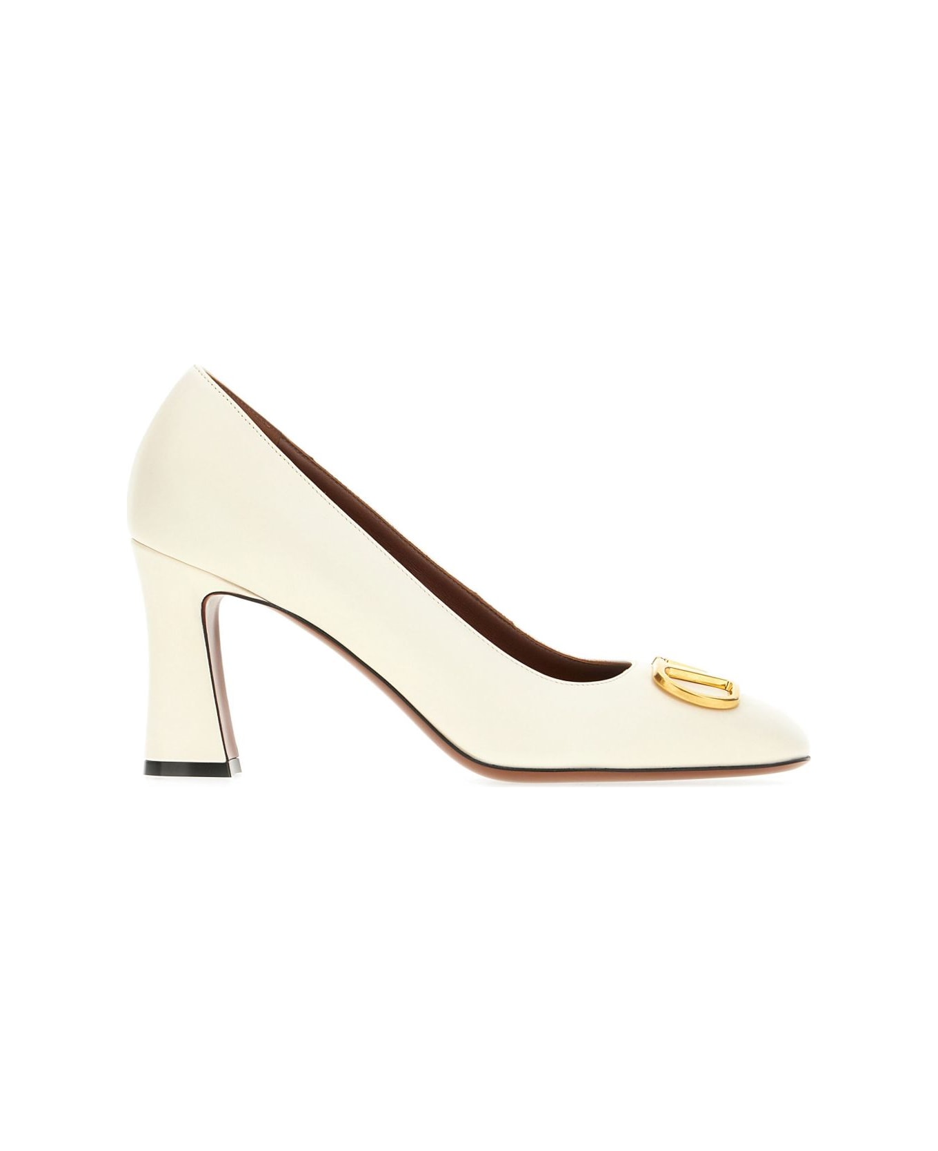 Valentino Garavani Vlogo Signature 80 Leather Pumps - White ハイヒール