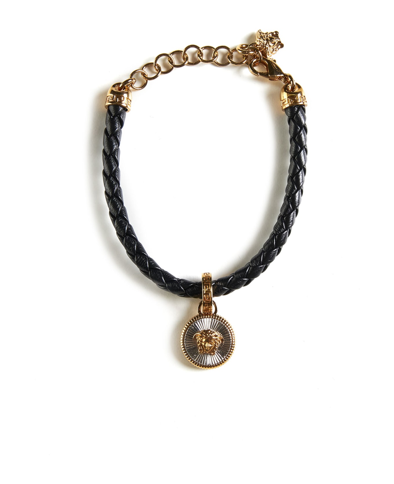 Versace Medusa Biggie Leather Bracelet - Black-versace gold+palladium