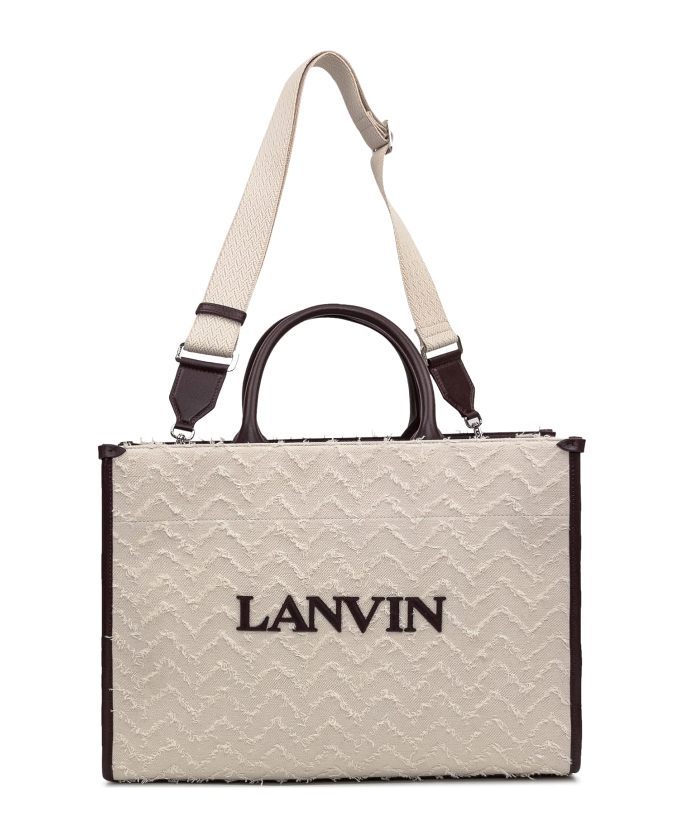 Lanvin Tote In&out Bag - BEIGE FONC�/BORDEAUX