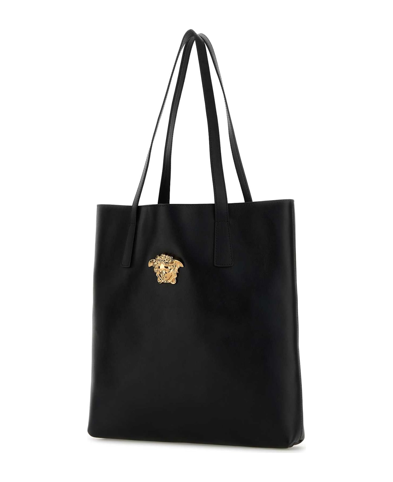 Versace Black Leather Shopping Bag - BLACKVERSACEGOLD
