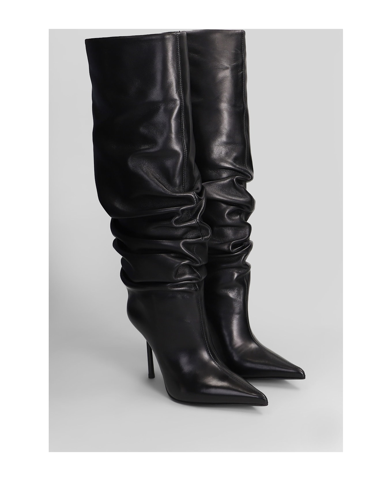 Le Silla Bella High Heels Boots In Black Leather - black