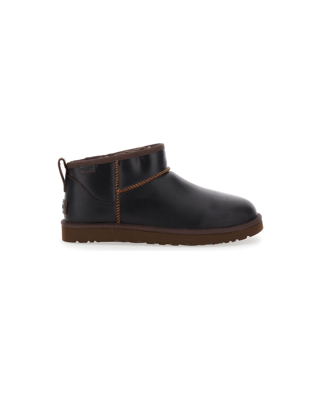 UGG ''classic Ultra Mini' Brown Boots In Leather Man - Brown