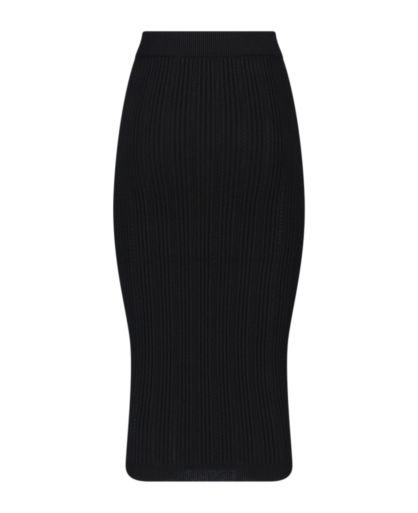 Balmain Buttoned Knit Midi Skirt - Black