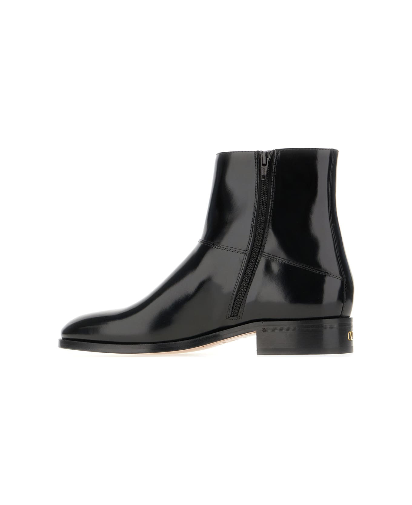Valentino Garavani Black Leather Ankle Boots - Nero