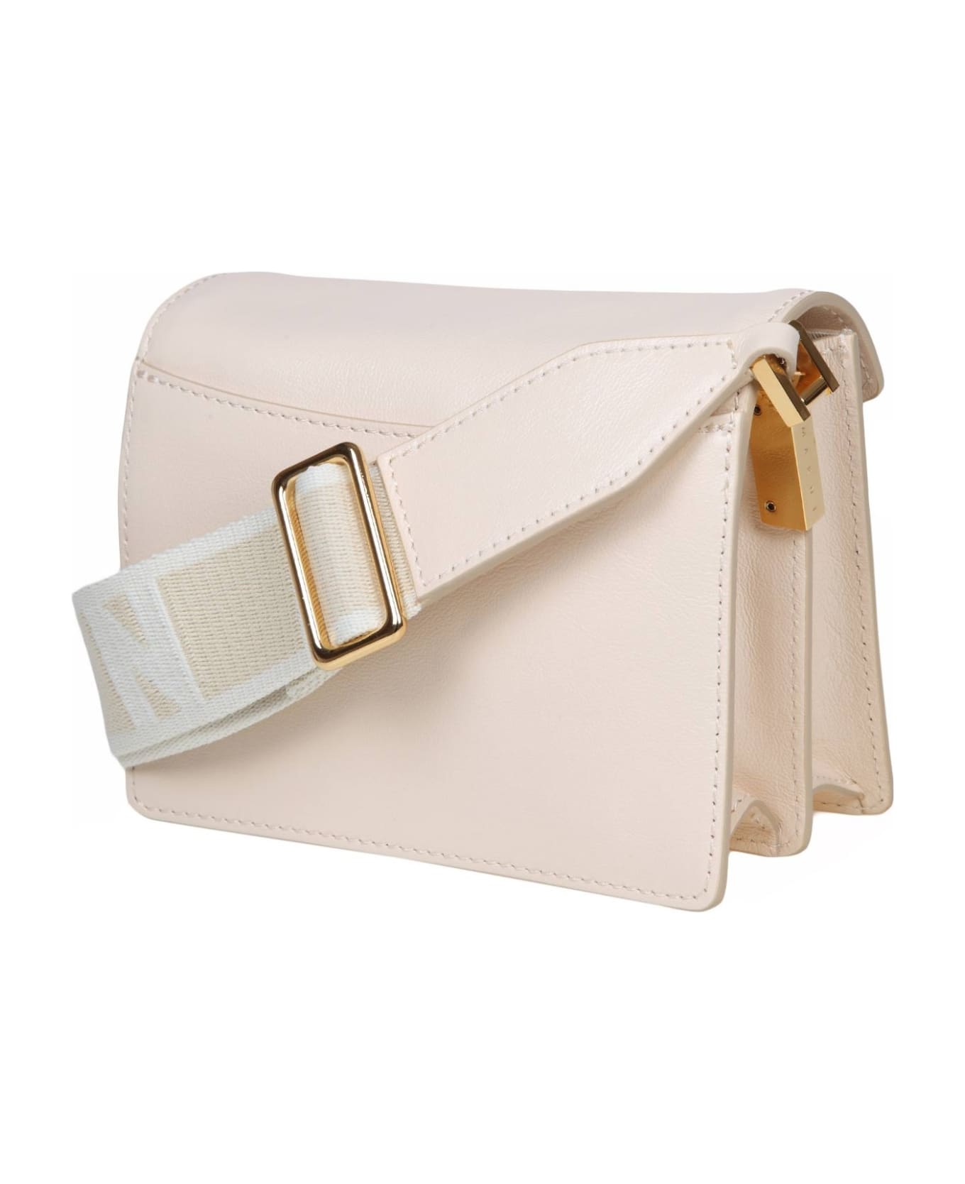 Marni Small Trunk Soft Shoulder Bag In Cream Color Leather - Cream