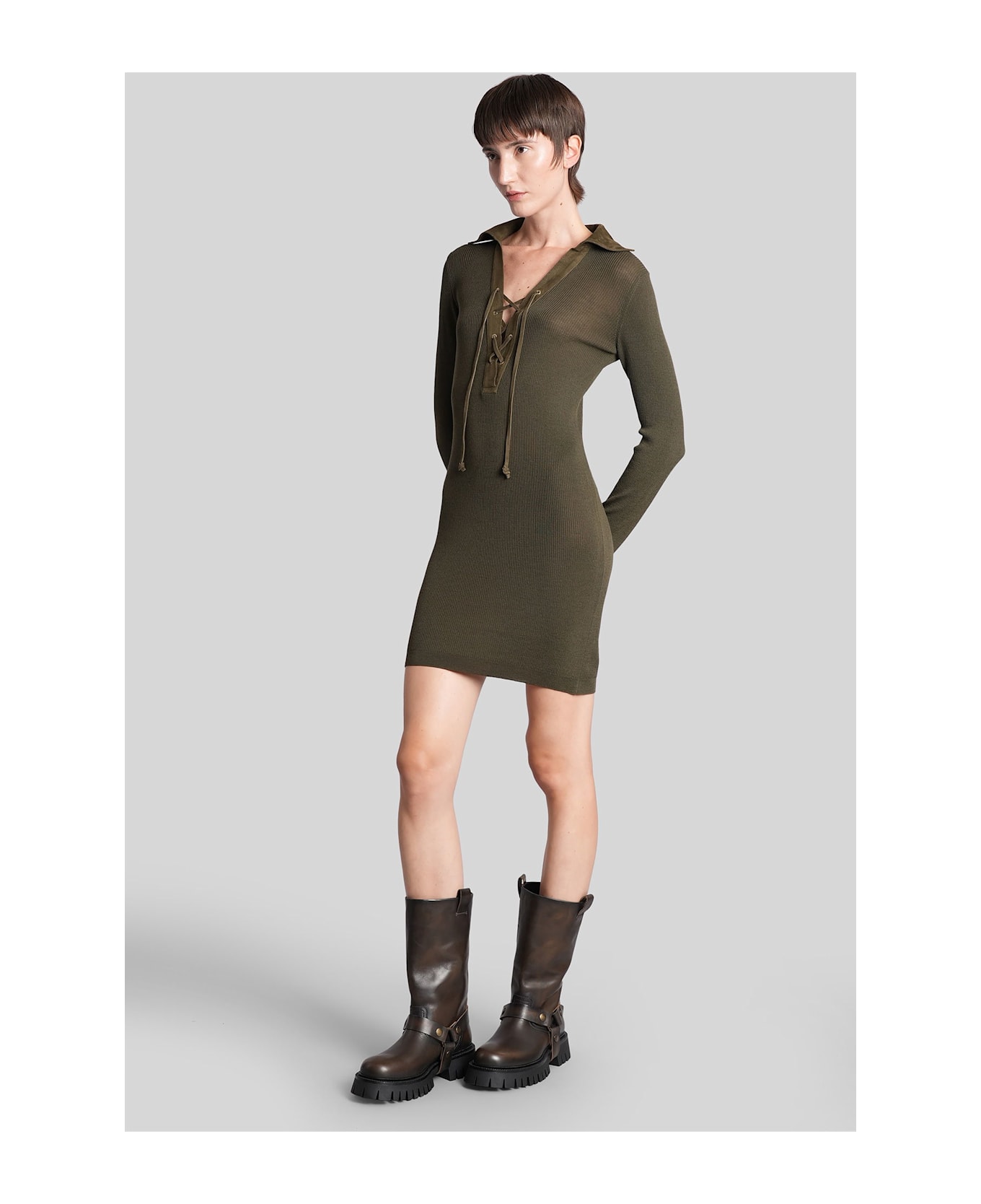 Golden Goose Orly Mini Dress In Green Cotton - green