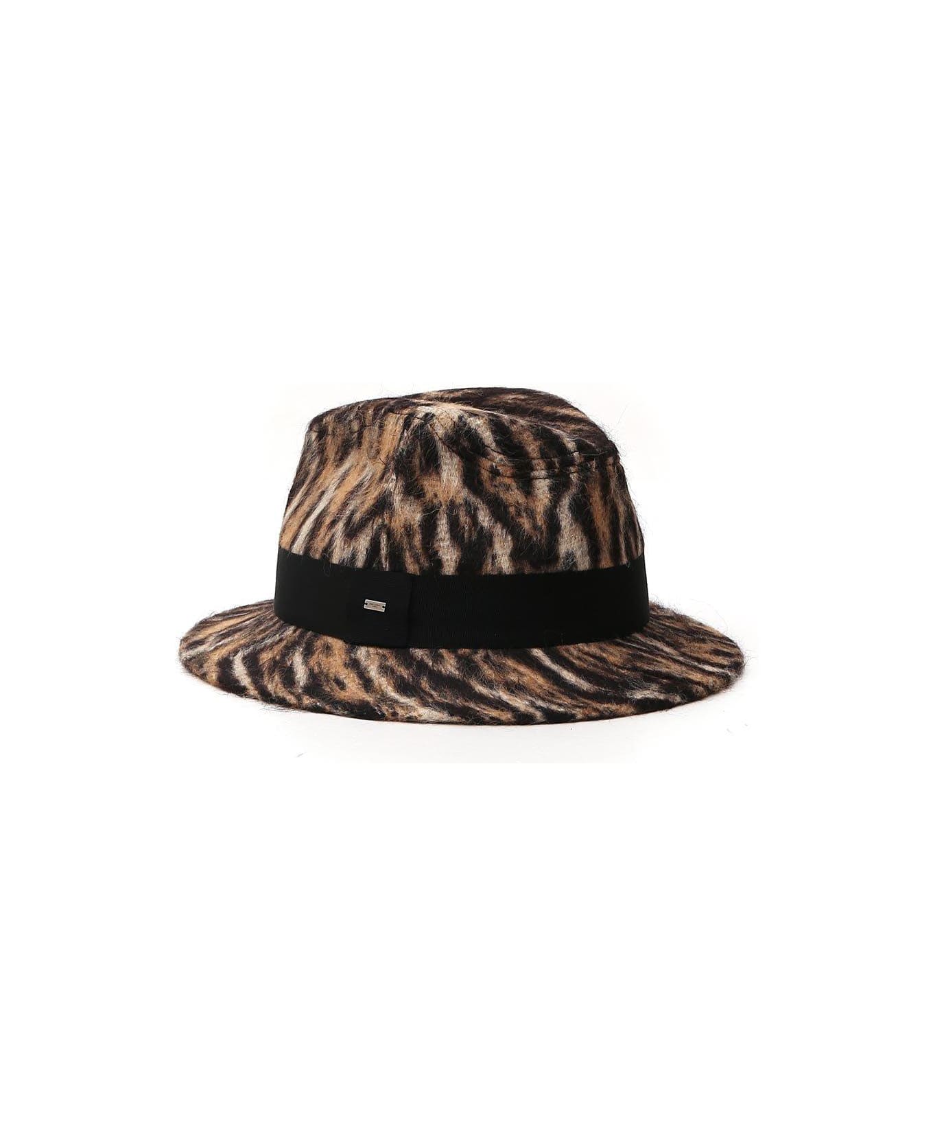 Saint Laurent Animal Print Fedora Hat - ANIMALIER