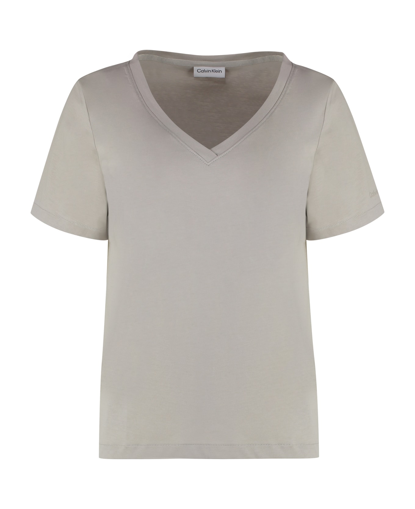 Calvin Klein V-neck Cotton T-shirt - turtledove