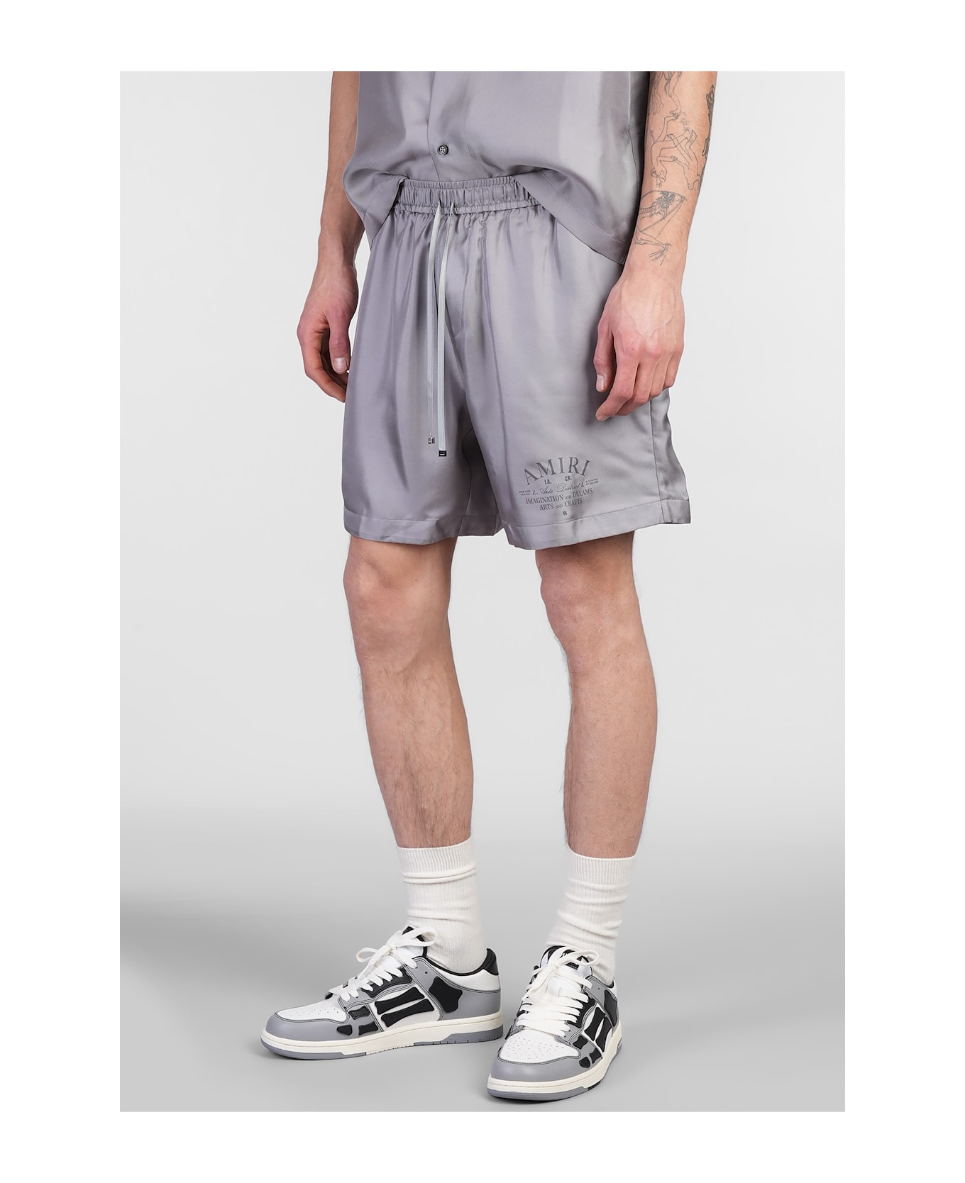 AMIRI Shorts In Grey Silk - grey