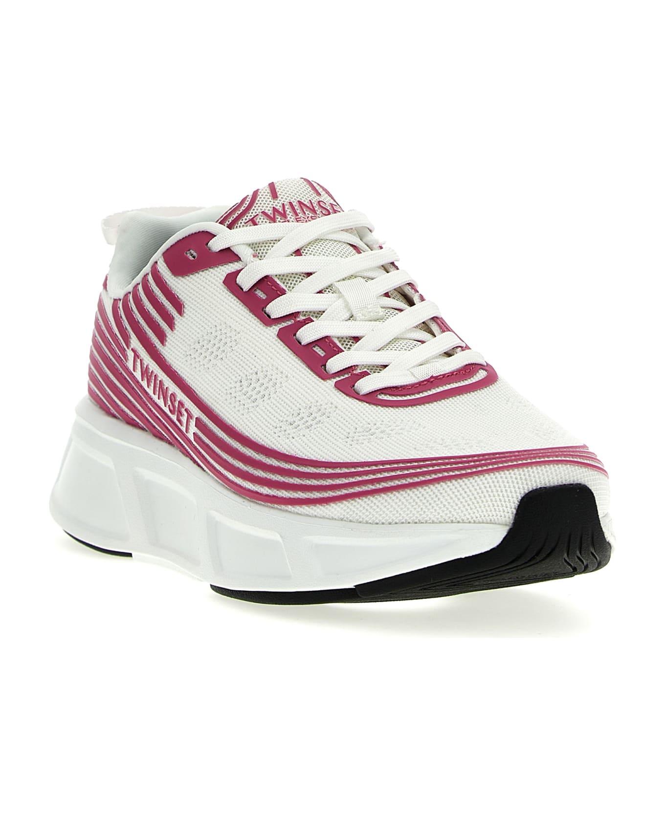 TwinSet Stretch Knit Sneakers - Fuchsia