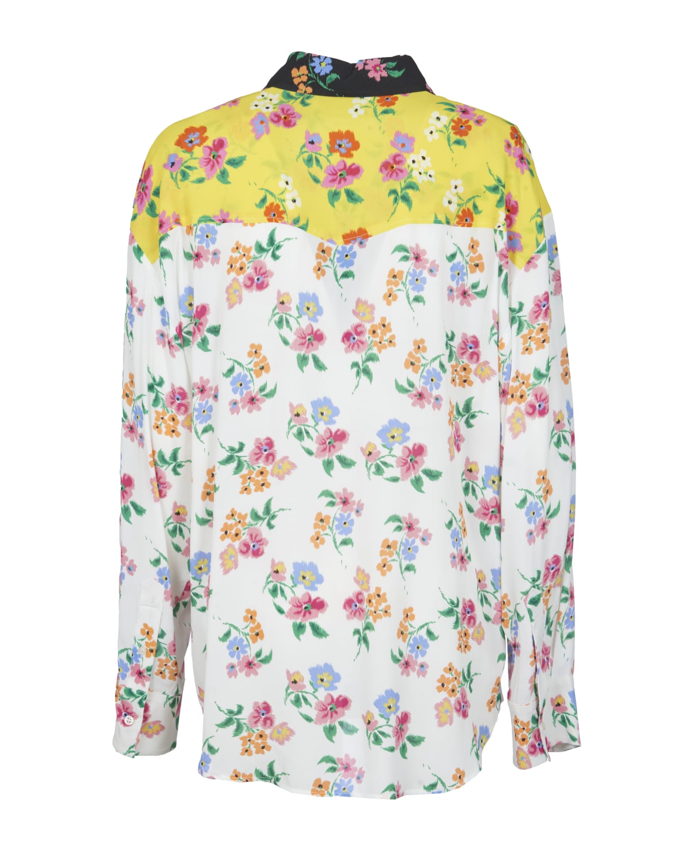 MSGM Floral Printed Round Hem Shirt MSGM - WHITE