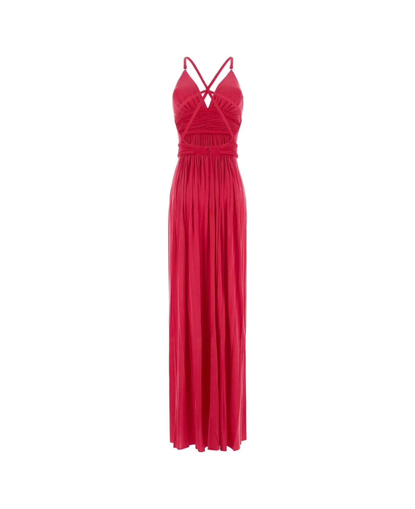 Elisabetta Franchi Red Carpet Dress With Intertwined Straps - PINK