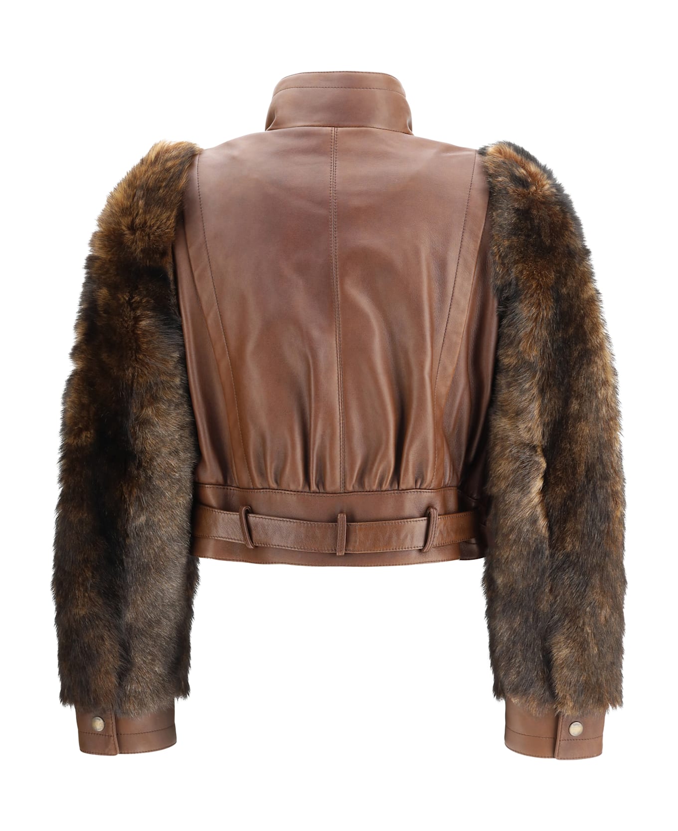 Chloé Leather And Fur Short Jacket
