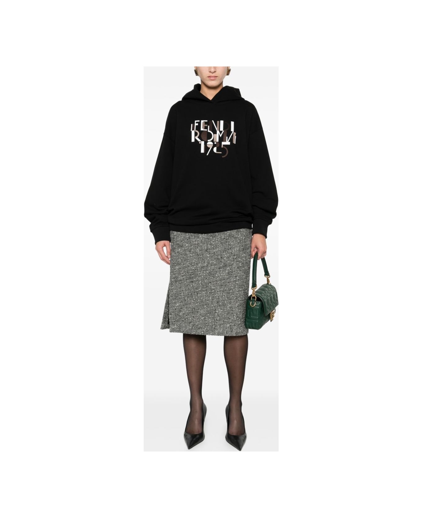 Fendi Roma Cotton Hoodie - Black