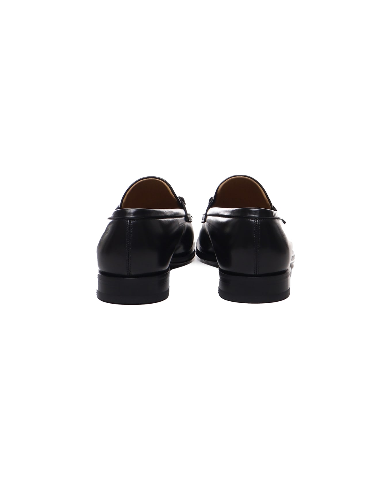Ferragamo Leather Loafers With Gancini - Black ローファー＆デッキシューズ