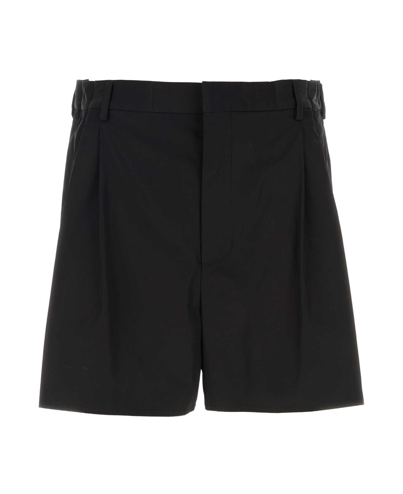 Prada Black Poplin Bermuda Shorts - NERO