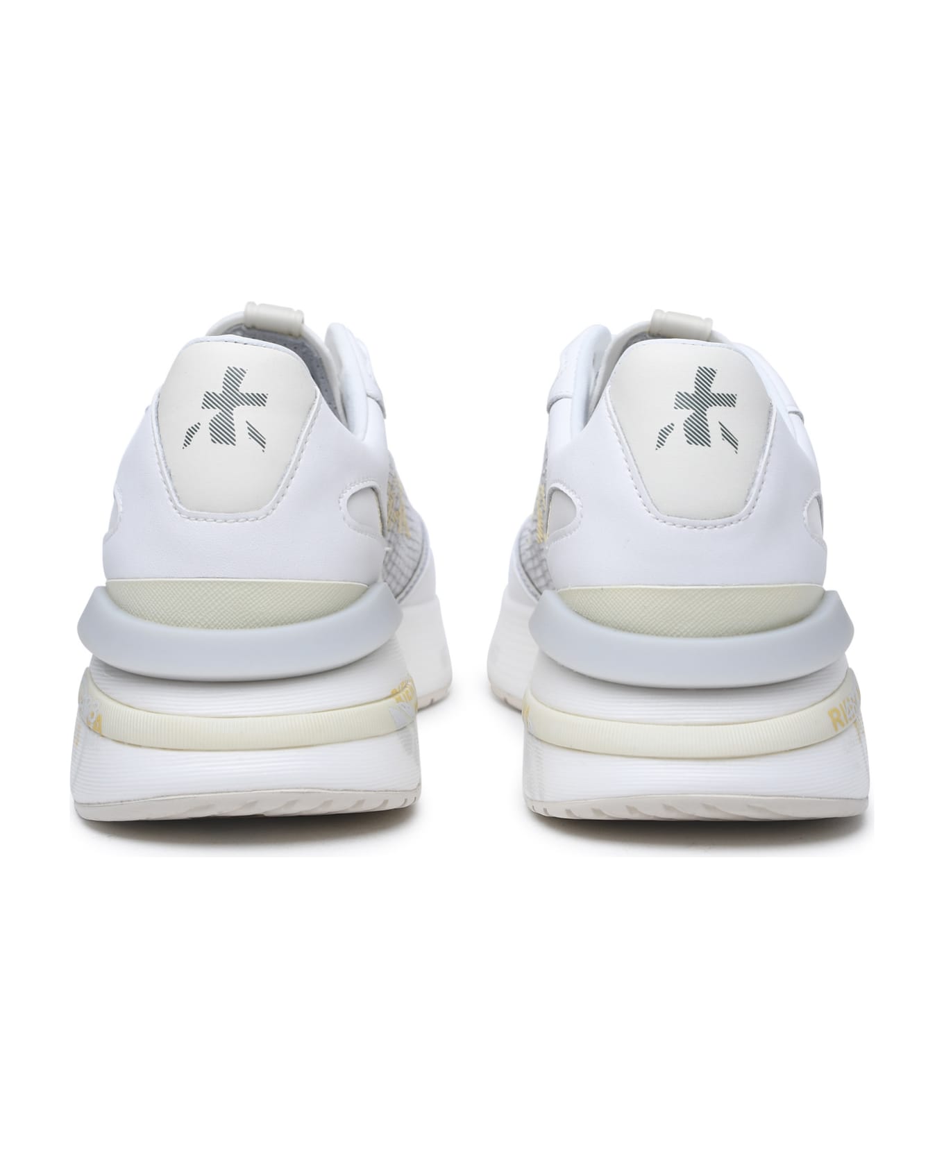 Premiata 'moerund' Sneakers In Leather And White Fabric - Bianco