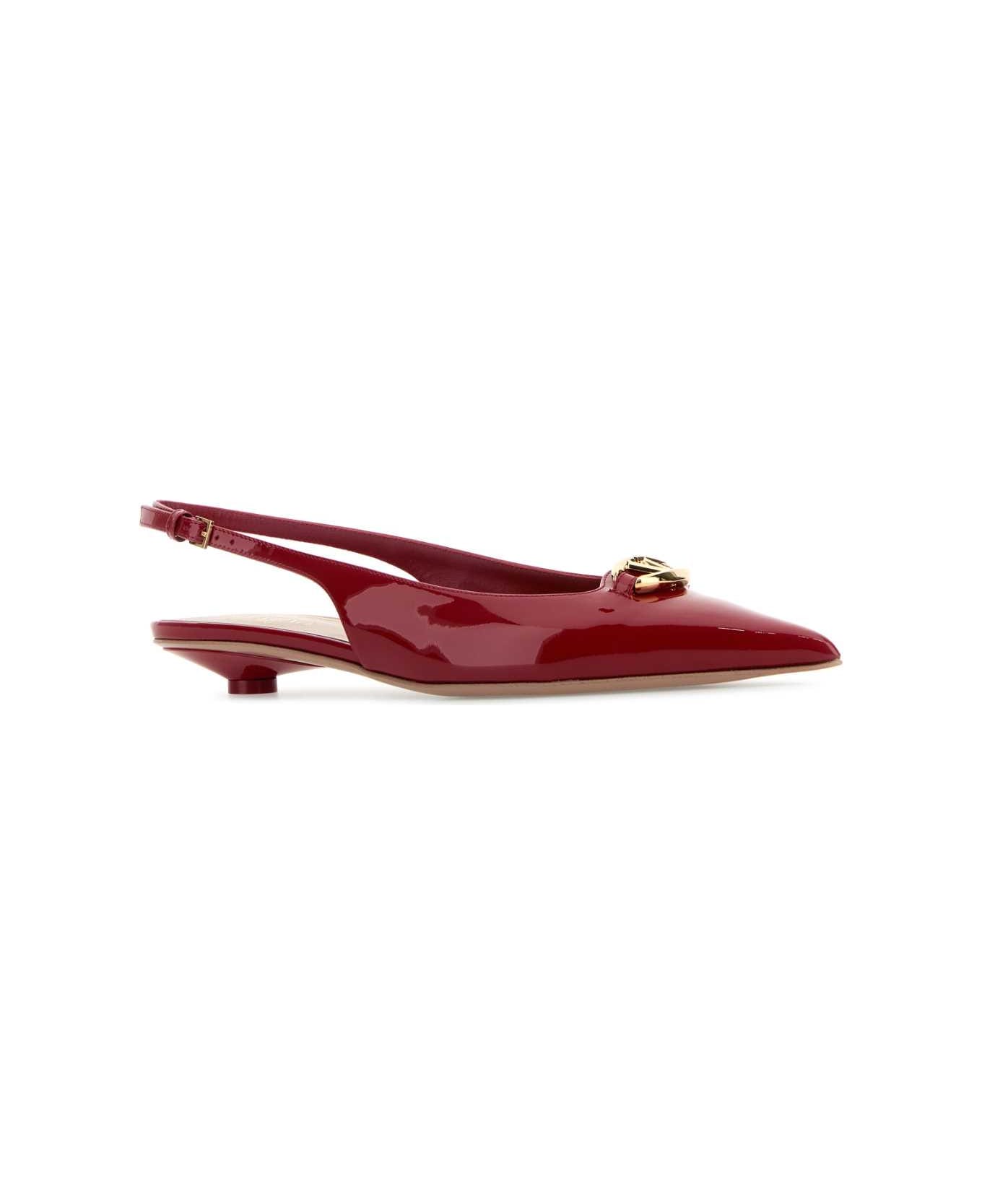 Valentino Garavani Red Leather Vlogo The Bold Edition Ballerinas - ROSSOV