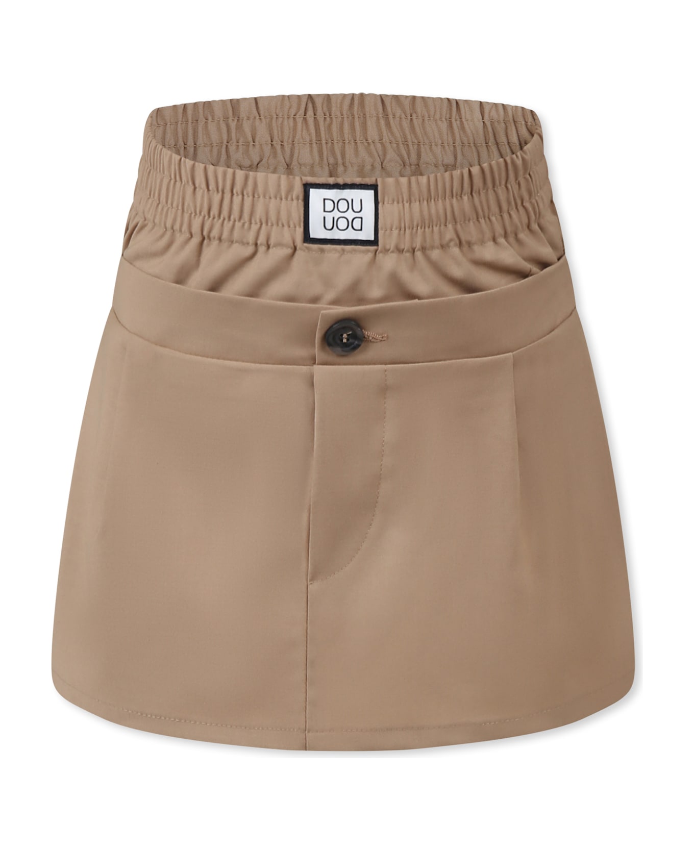 Douuod Beige Skirt For Girl With Logo Patch - Brown
