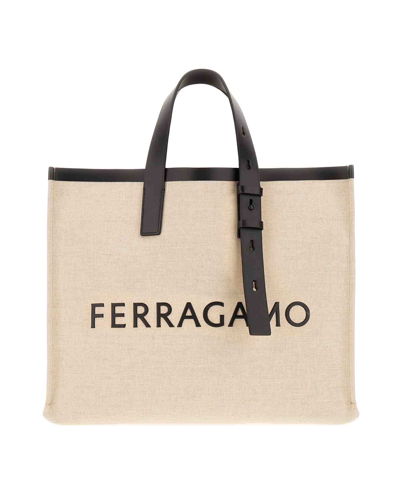 Ferragamo Sand Canvas Shopping Bag - 001