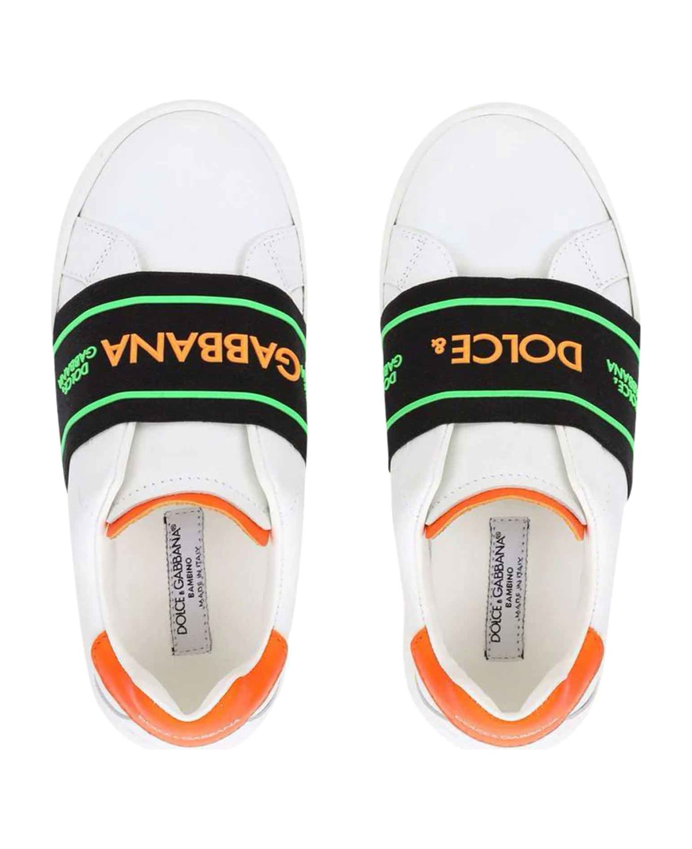 Dolce & Gabbana White Unisex Sneakers Dolce&gabbana Kids - Bianco/arancio/nero