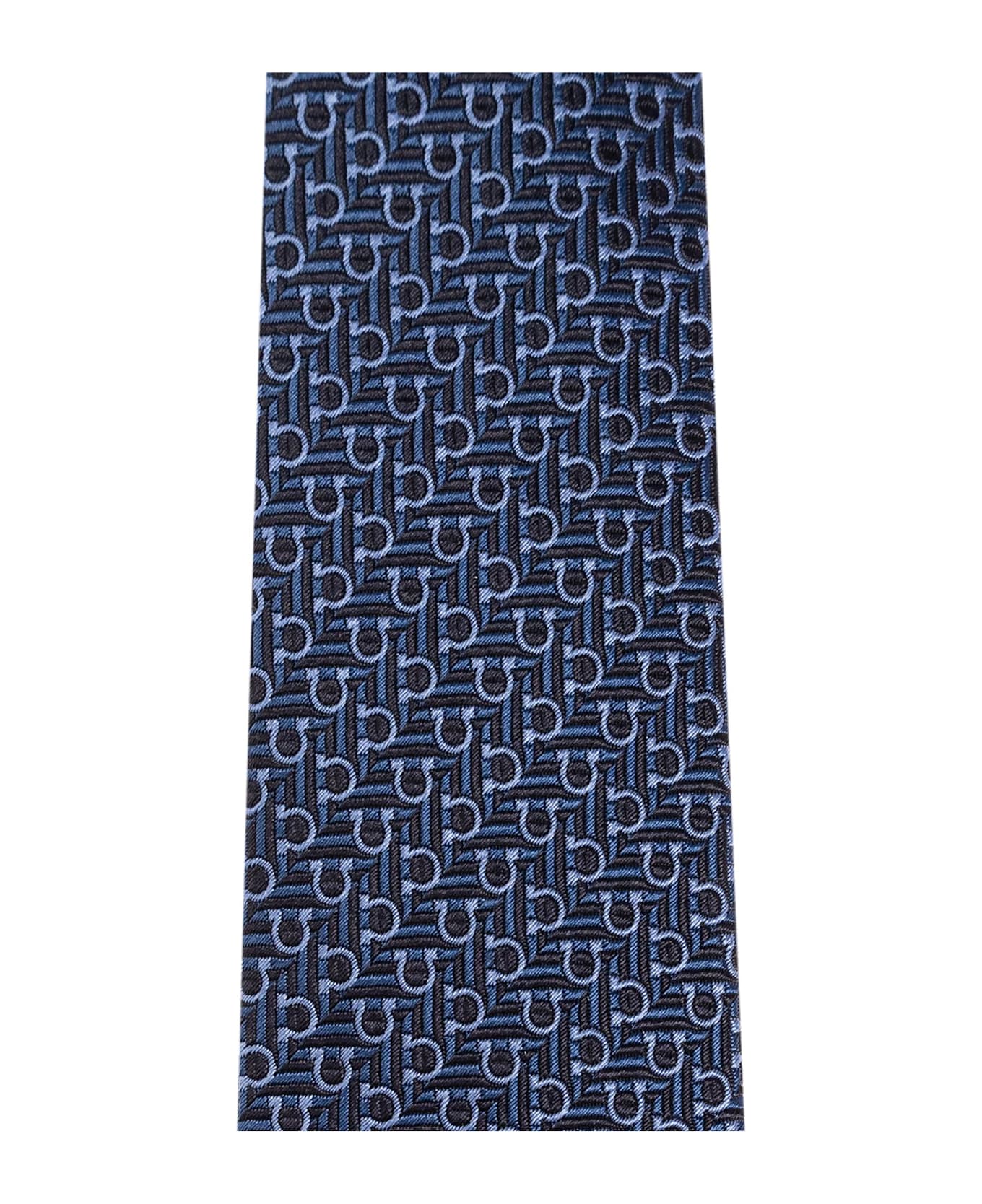 Ferragamo Silk Tie With Monogram - BLUE