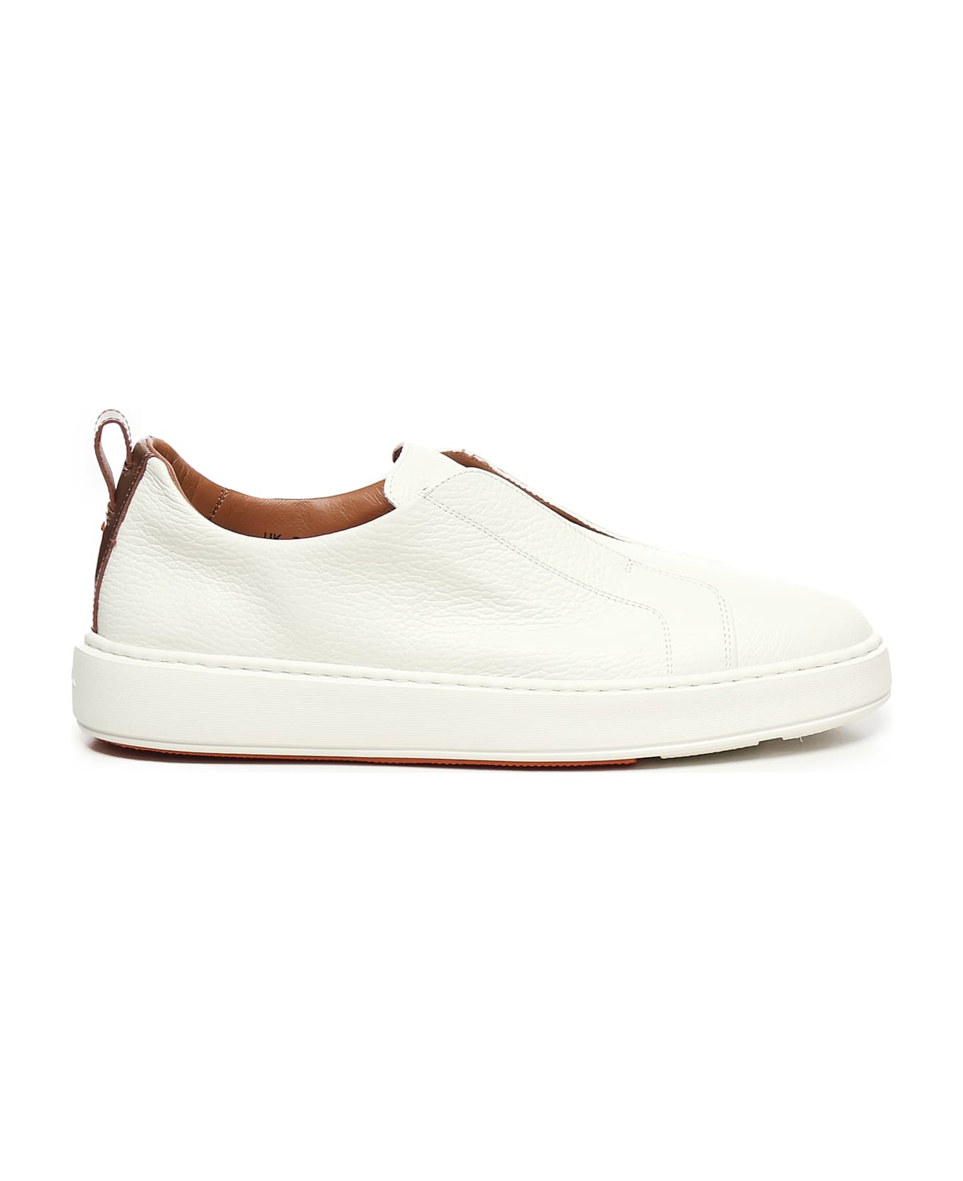 Santoni Victory Sneakers In Tumbled Leather - White