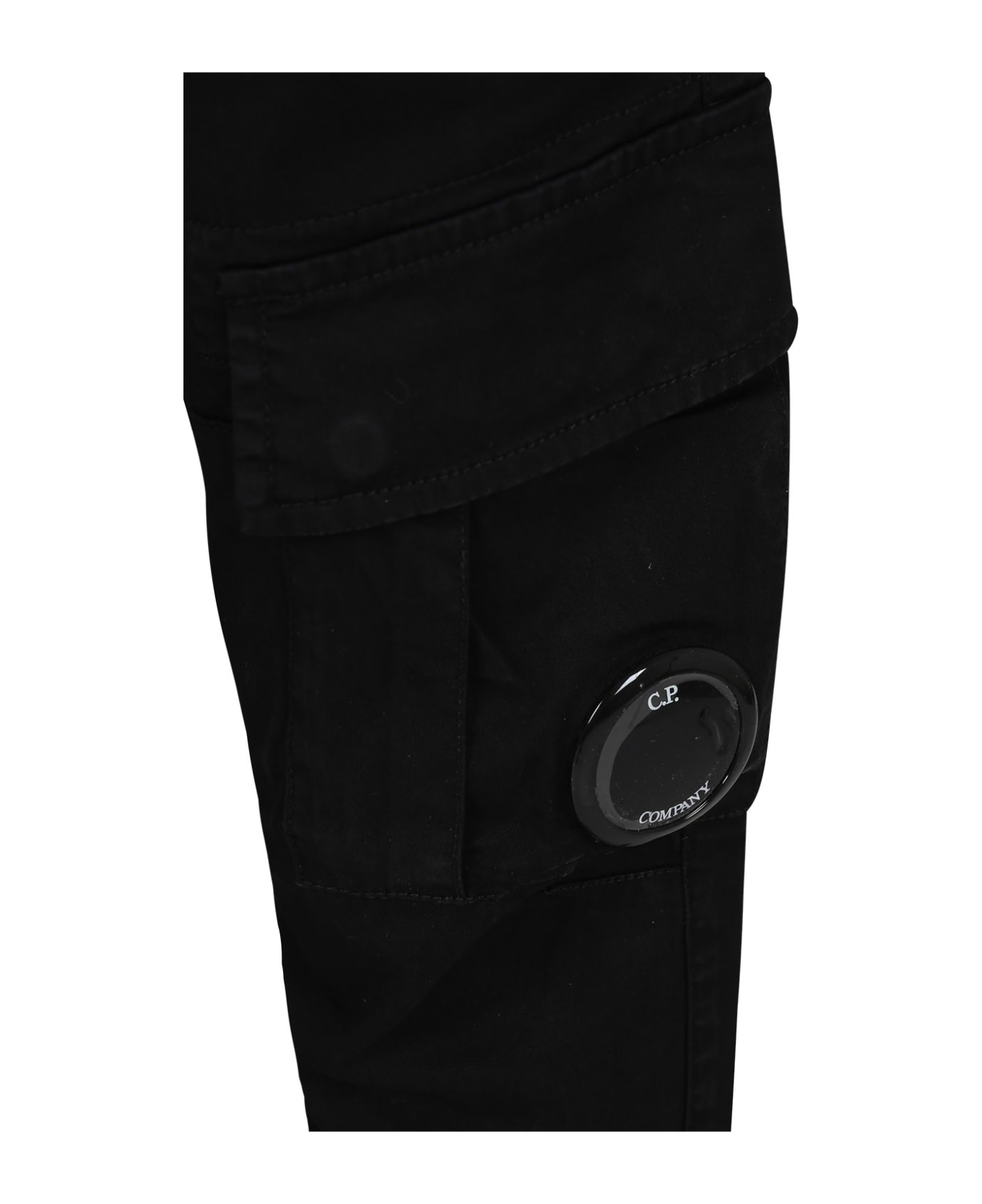 C.P. Company Undersixteen Black Trousers For Boy With C.p. Company Lens. - Nero/Black