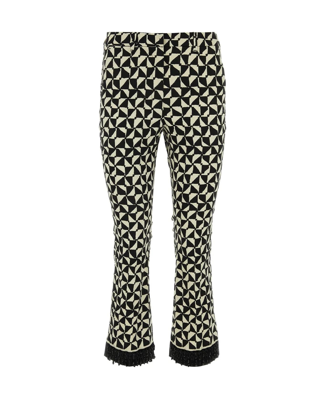 'S Max Mara Printed Stretch Cotton Nereo Pant - Ecru