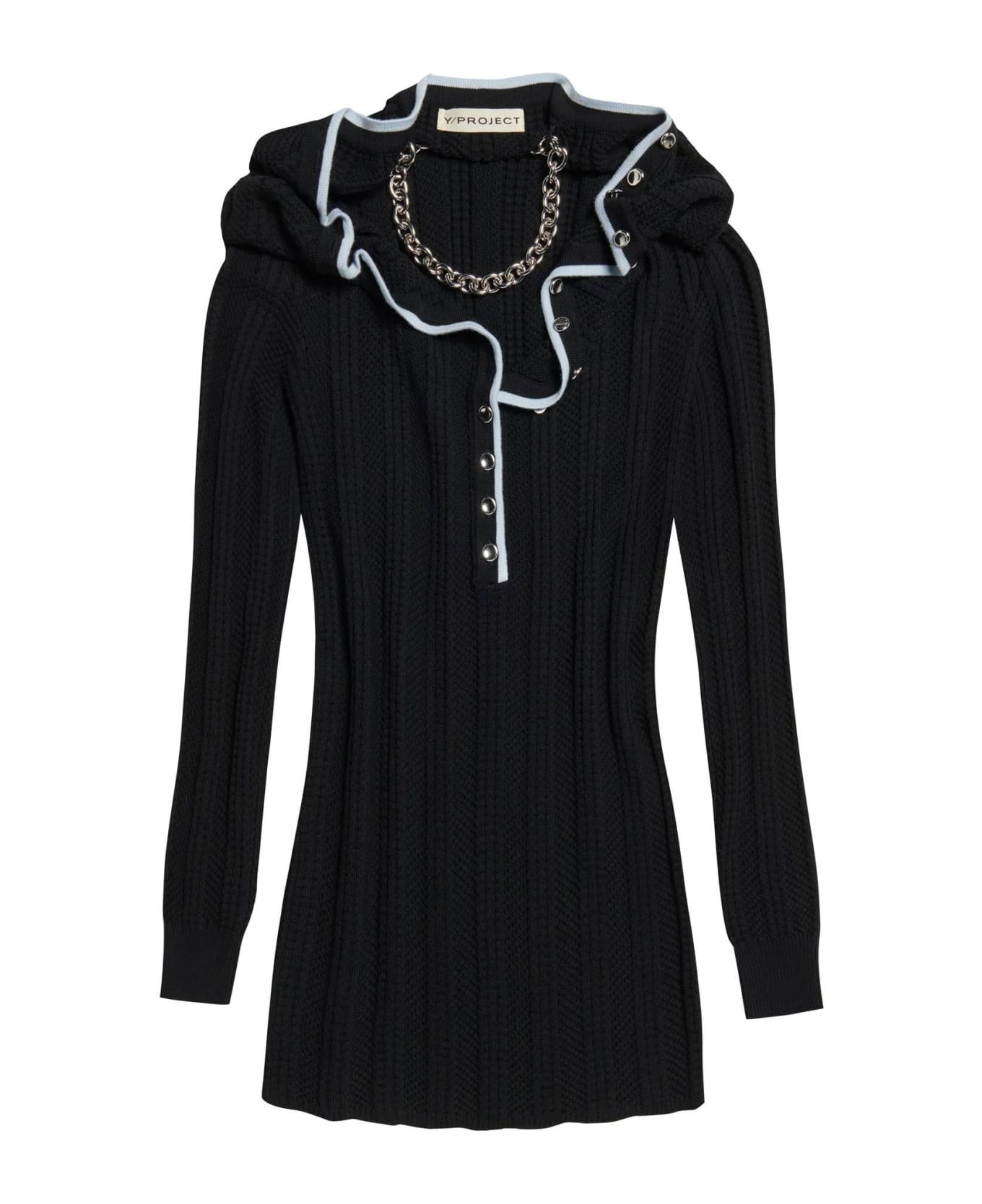 Y/Project Merino Wool Dress With Necklace - EVERGREEN BLACK (Black)