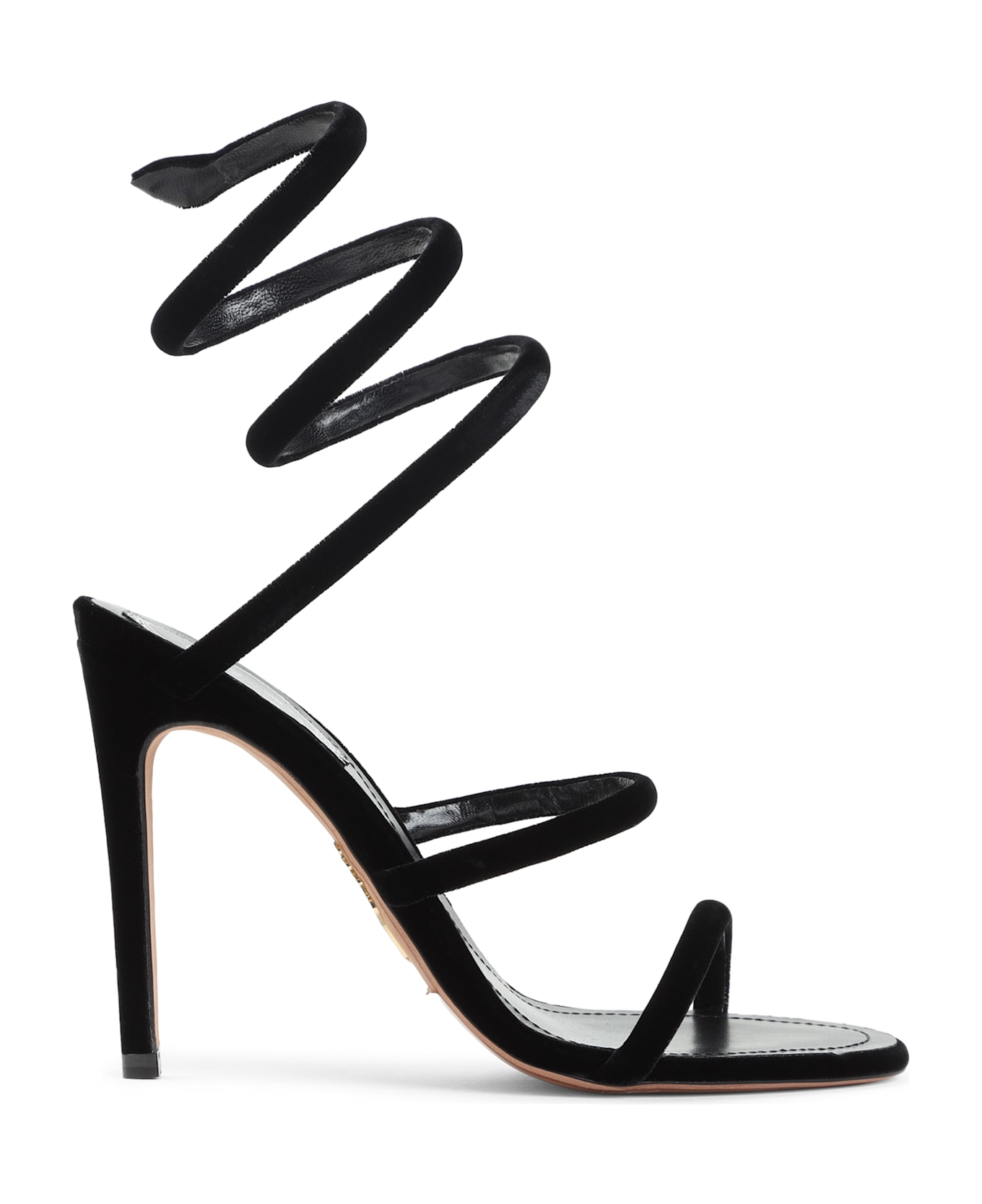 René Caovilla Velvet Snake Sandals - Black Velvet