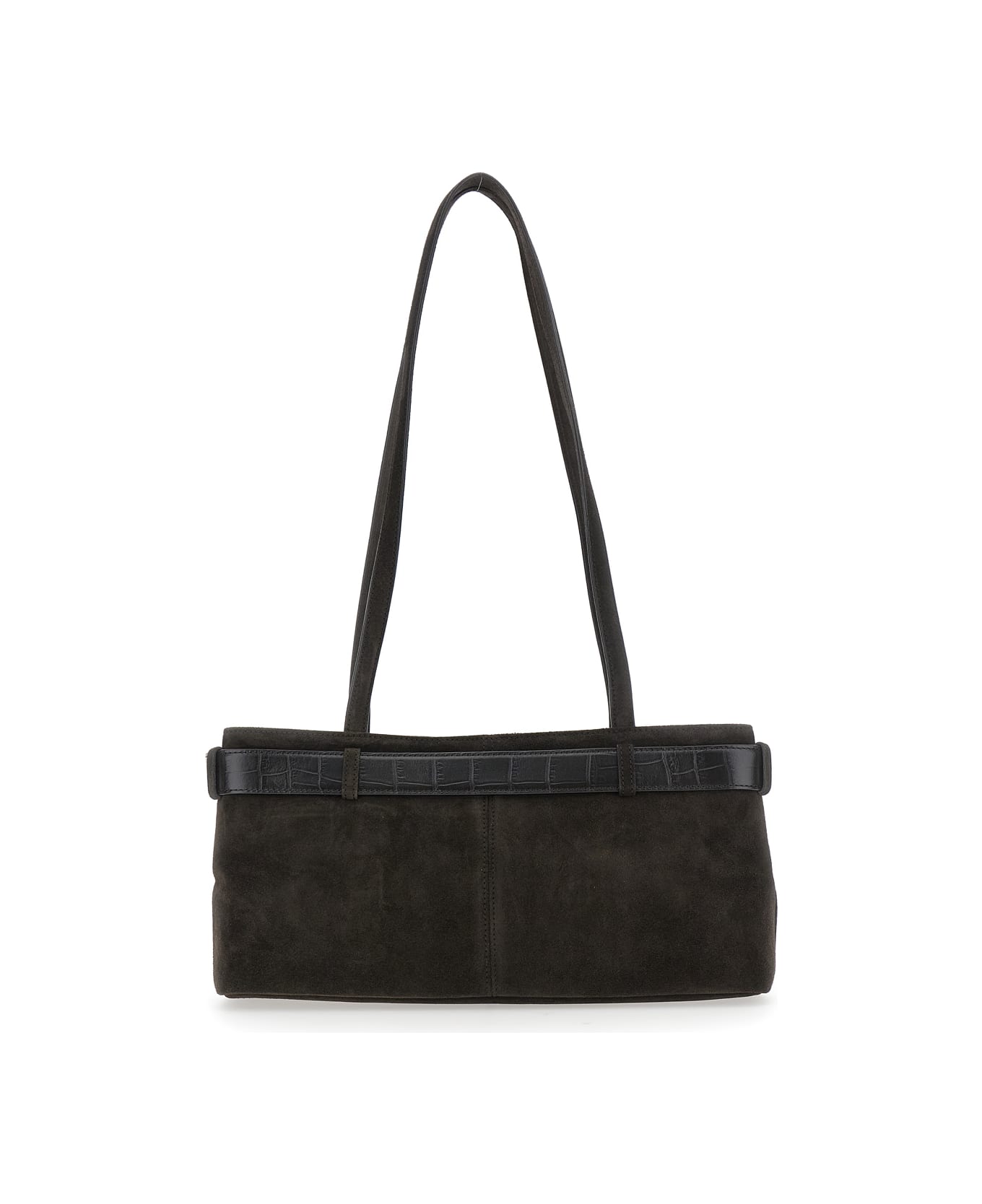 OSOI Brown Shoulder Bag With Belt Detail And Pendant Keys In Suede Woman - Brown