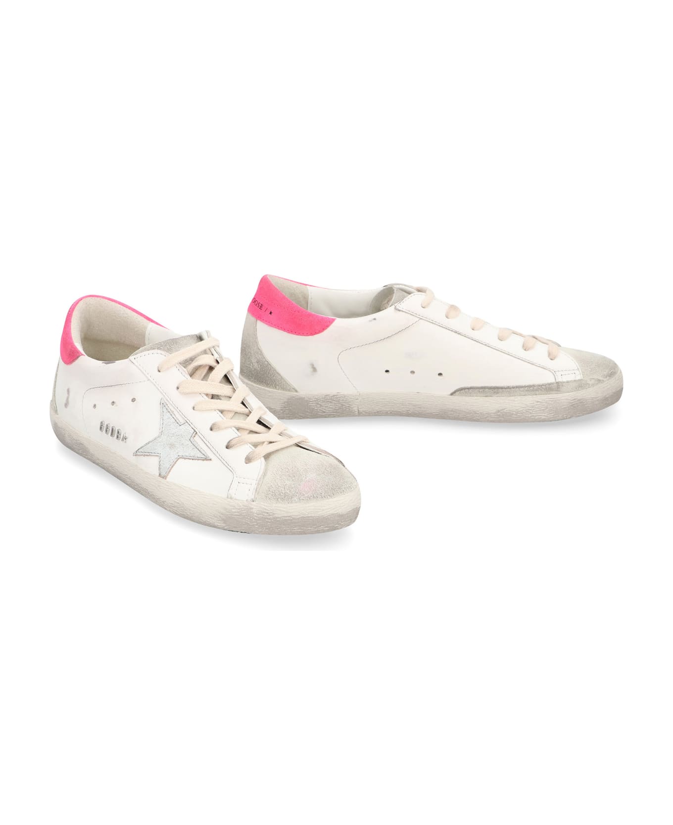 Golden Goose Super-star Leather Low-top Sneakers - White/ice/silver/lobster fluo