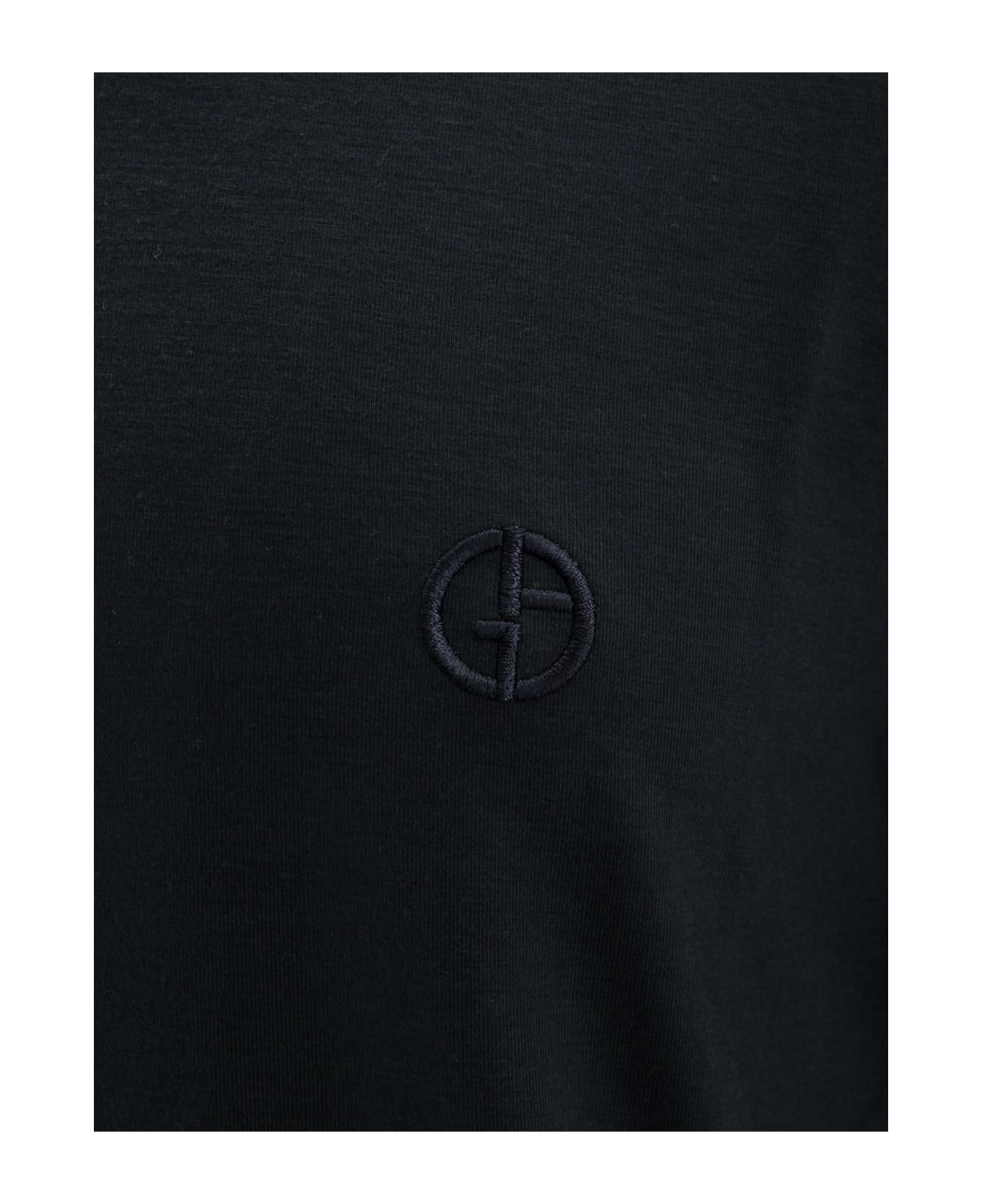 Giorgio Armani Logo Embroidered Crewneck T-shirt - Black