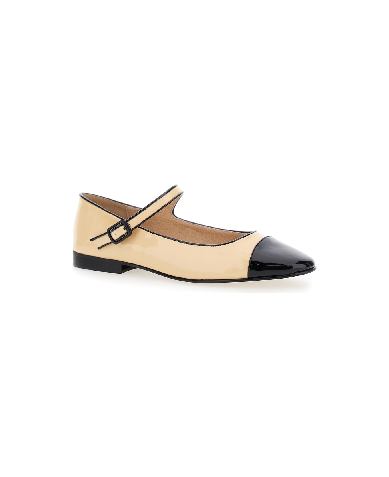 Jeffrey Campbell Curvet
 Beige Ballet Shoes With Contrasting Toe In Patent Leather Woman - Beige