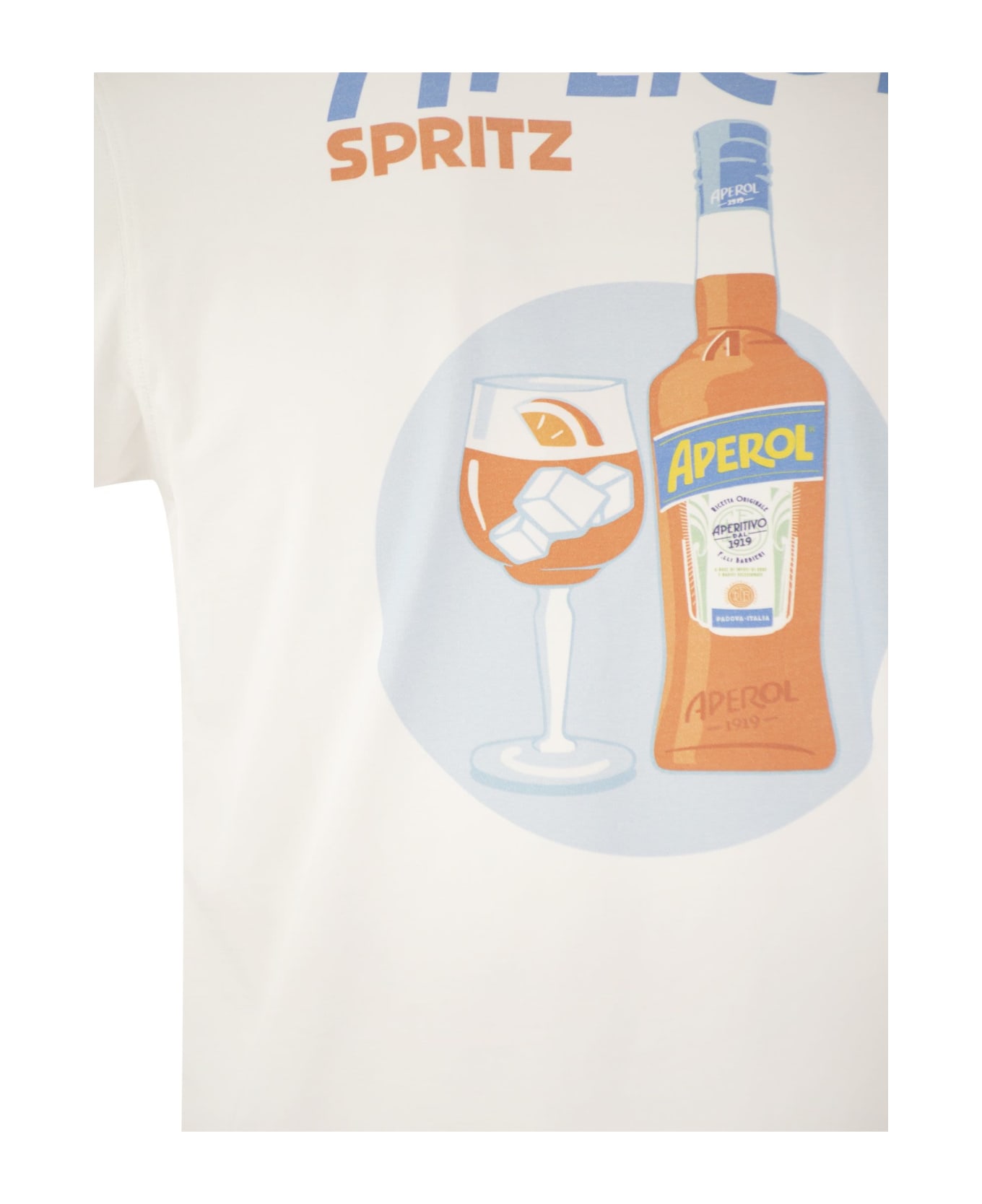 MC2 Saint Barth T-shirt With Print On Chest And Back Aperol Special Edition - White