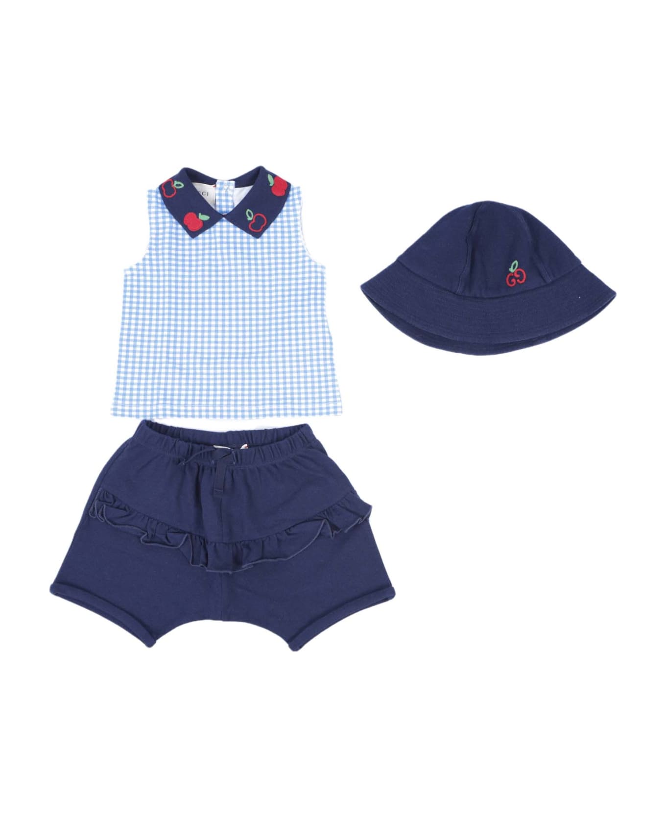 Gucci Cotton T-shirt, Shorts And Hat - Blue