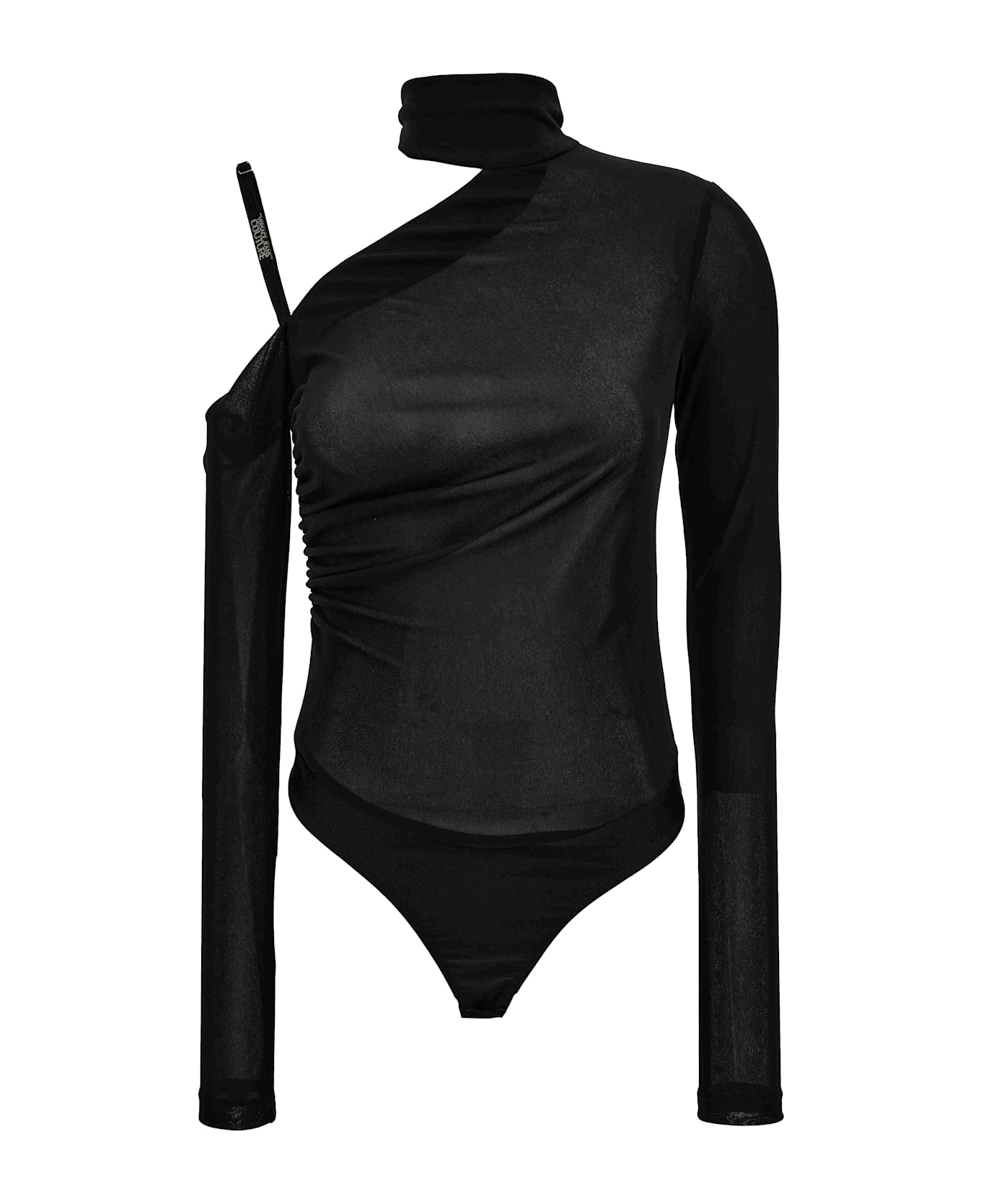 Versace Jeans Couture Black One-shoulder Long-sleeve Bodysuit - Black