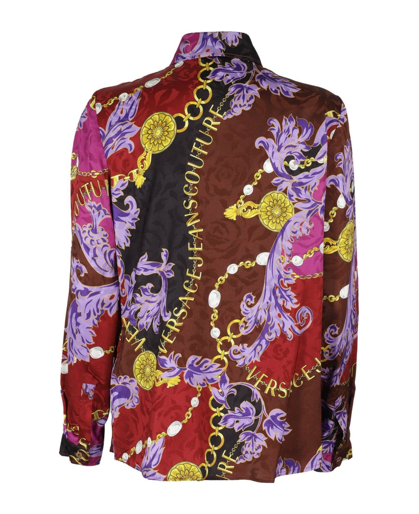 Versace Jeans Couture Logo Couture Printed Button-up Blouse - Pink & Purple