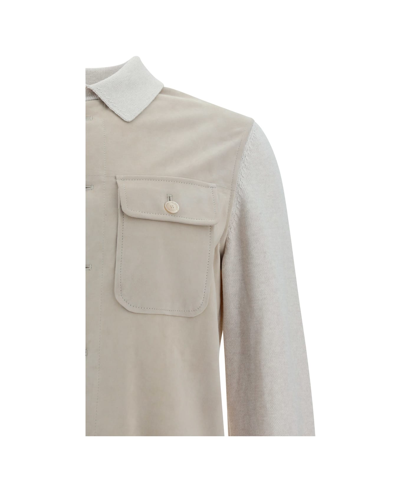 Brunello Cucinelli Jacket - ENGLISH WHITE AVENA レザージャケット