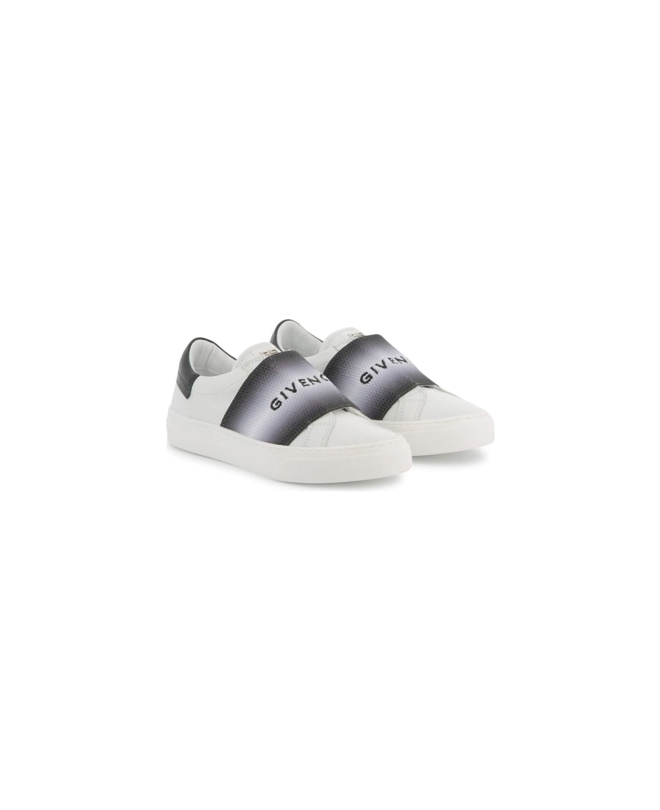 Givenchy Black And White Low Top Sneakers With Contrasting Band With Logo Lettering In Leather Boy - Black