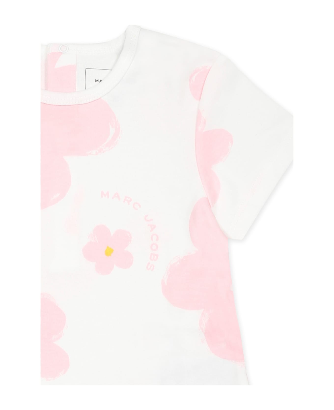 Little Marc Jacobs White Dress For Baby Girl With Flowers - White