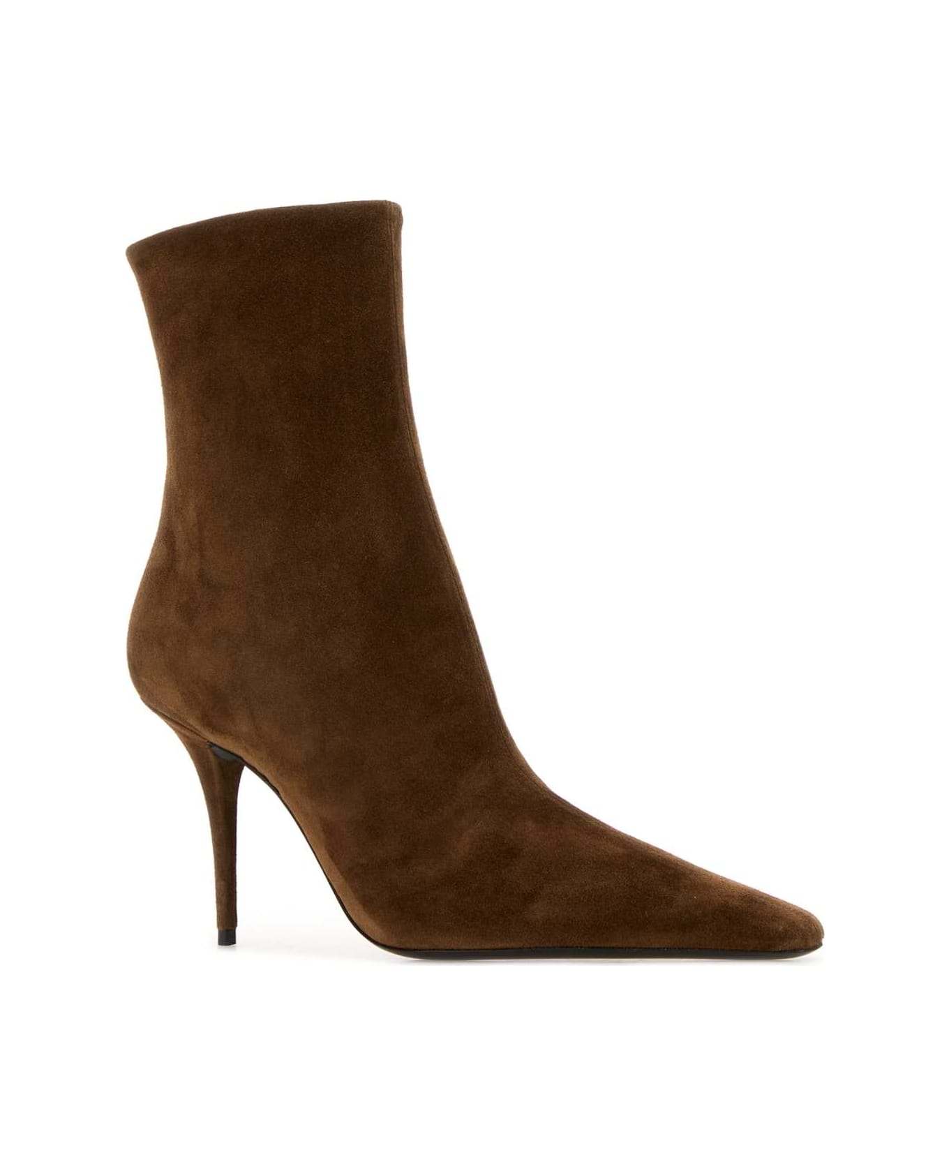 Saint Laurent Brown Suede Ashley Ankle Boots - DARKHAVANA