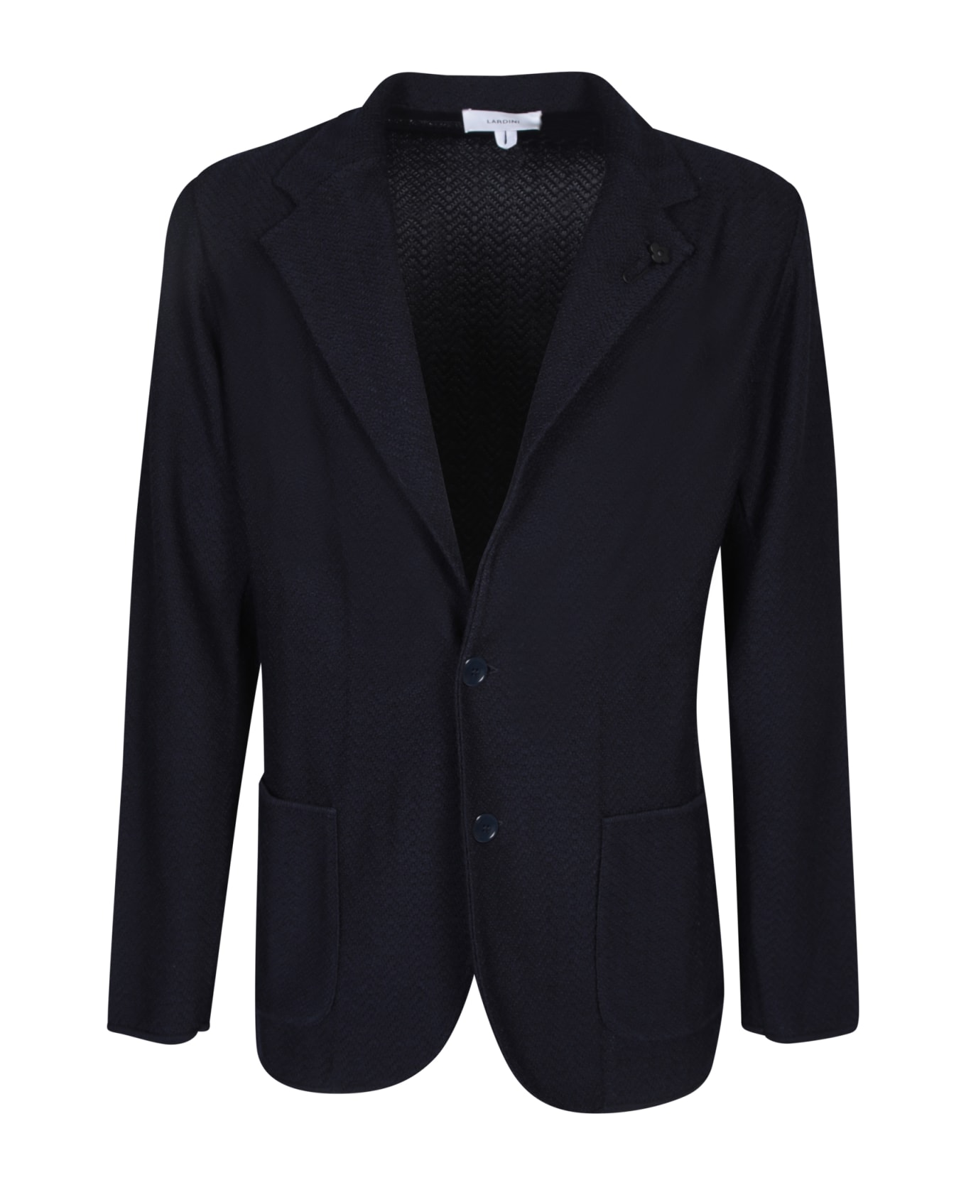 Lardini Herringbone Blue Cardigan Style Jacket - Blue